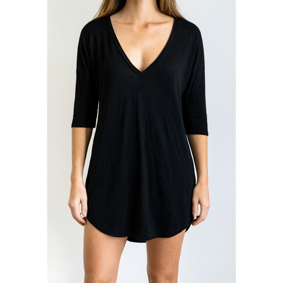 Express One Eleven Black V Neck 3/4 Sleeve Tunic Top, Women's Small - Picture 1 of 4